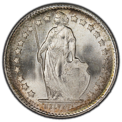 Switzerland 1934B 1/2 Franc Silver Coin KM #23