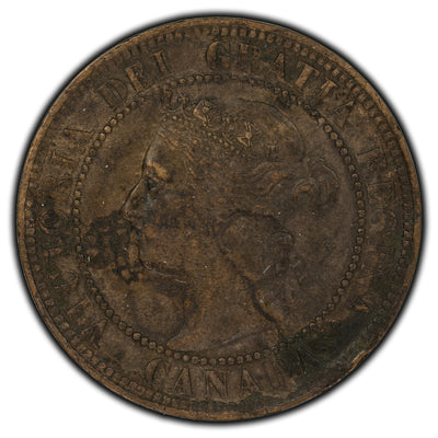 SOLD Canada 1897 1 Cent Coin - VF-30 (stained)