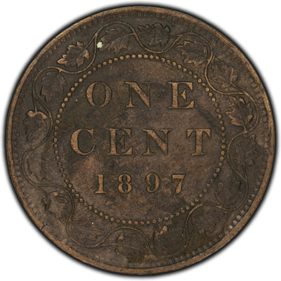 SOLD Canada 1897 1 Cent Coin - VF-30 (stained)