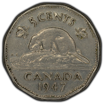 SOLD Canada 1947 Dot 5 Cents Coin - F-15