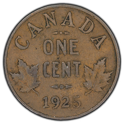 SOLD Canada 1925 1 Cent Coin - VG-8