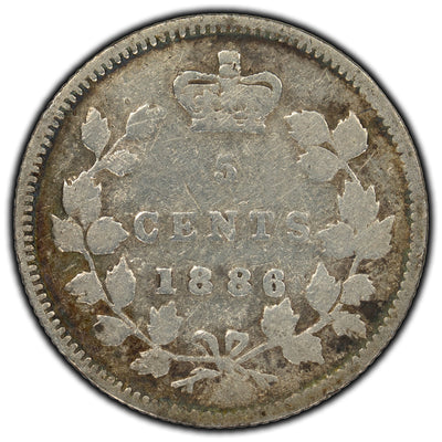 SOLD Canada 1886 Large 6 5 Cents Silver Coin - G-4