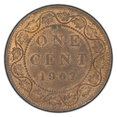 SOLD Canada 1907 1 Cent Coin - AU-55