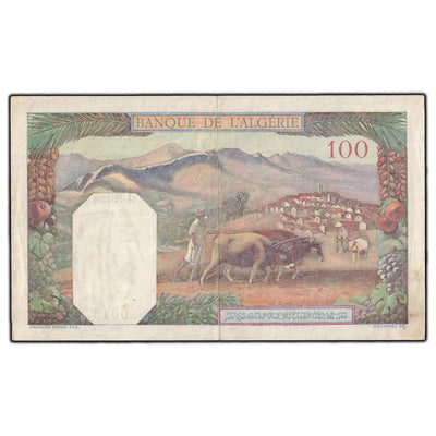 SOLD Algeria Tunisia 1939 100 Francs Note