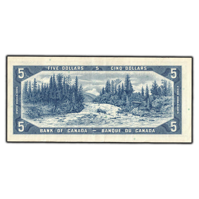 SOLD $5 1954 Bank of Canada Note Beattie-Rasminsky G/X Prefix BC-39b - About EF