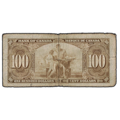 SOLD $100 1937 Bank Of Canada Note Gordon-Towers B/J Prefix BC-27b