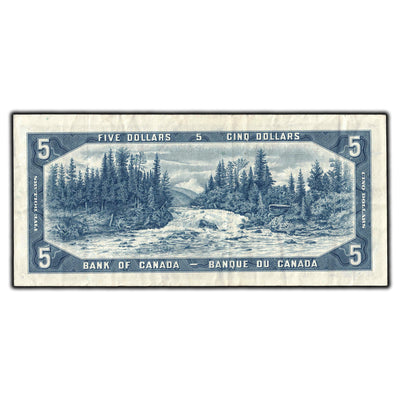 SOLD $5 1954 Bank of Canada Note Beattie-Rasminsky P/X Prefix BC-39b - Cleaned