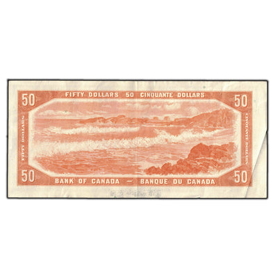 SOLD $50 1954 Bank of Canada Note Beattie-Rasminsky B/H Prefix BC-42b - VF-20