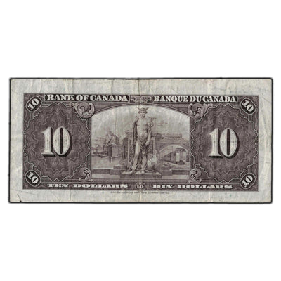 SOLD $10 1937 Bank of Canada Note Coyne-Towers J/T Prefix BC-24c - F-12