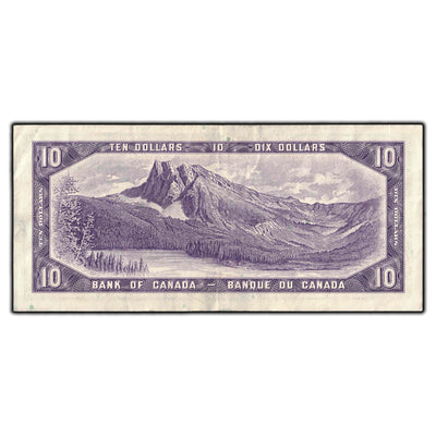 SOLD $10 1954 Bank of Canada Note Beattie-Rasminsky A/V Prefix BC-40b
