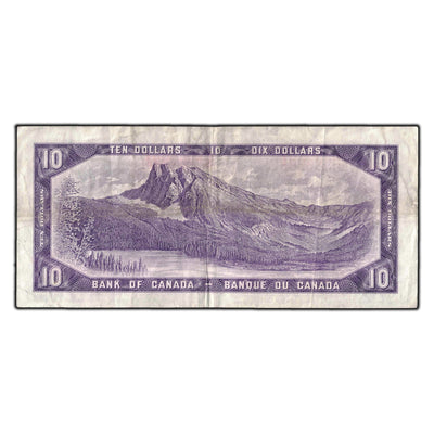 SOLD $10 1954 Bank of Canada Note Beattie-Coyne X/D Prefix BC-40a - Cleaned