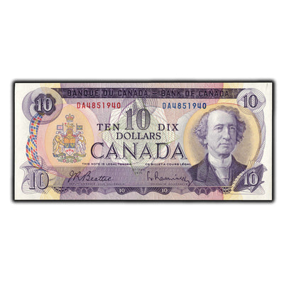 SOLD $10 1971 Bank of Canada Note Beattie-Rasminsky DA Prefix BC-49a - Ch UNC