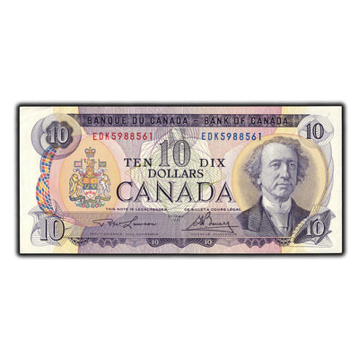 SOLD $10 1971 Bank Of Canada Note Lawson-Bouey EDK Prefix BC-49c-i - AU-50