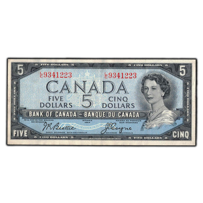 SOLD $5 1954 Bank Of Canada Note Beattie-Coyne L/C Prefix BC-39a - EF-40