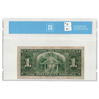 SOLD 1937 $1 Bank Of Canada Note Osborne-Towers B/A Prefix BC-21a -  CCCS VF-20