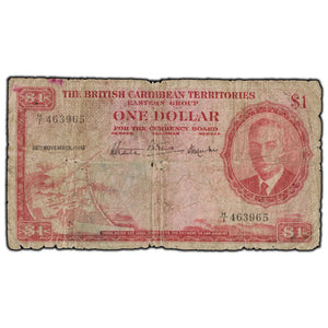 SOLD British Caribbean Territories 1950 $1 Note P #1