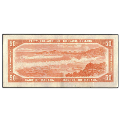 SOLD $50 1954 Bank of Canada Note Beattie-Rasminsky B/H Prefix BC-42b - VF-20