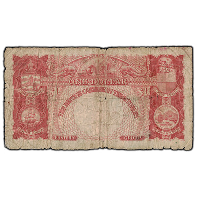 SOLD British Caribbean Territories 1950 $1 Note P #1