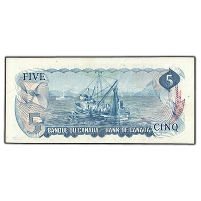 SOLD $5 1972 Bank of Canada Note Bouey-Rasminsky CB Prefix BC-48a - AU-50