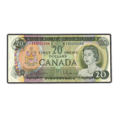 SOLD $20 1969 Bank of Canada Note *EB Replacement Prefix BC-50aA - VF-20