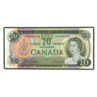 SOLD $20 1969 Bank of Canada Note Beattie-Rasminsky EB Prefix BC-50a - Ch UNC
