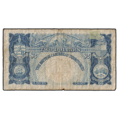 SOLD British Caribbean Territories 1950 $2 Note P #2 - Writing
