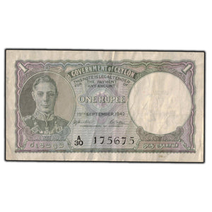 SOLD Ceylon 1942 One Rupee Note P #34