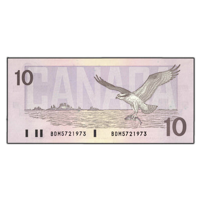SOLD $10 1989 Bank of Canada Note Bonin-Thiessen BDM Prefix BC-57b - Ch UNC