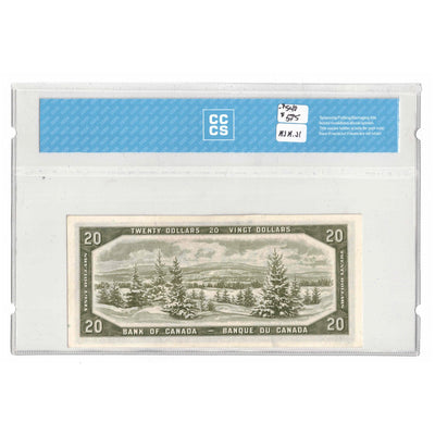 SOLD $20 1954 Bank of Canada Note Devil Face E/E Prefix BC-33b - CCCS UNC-63