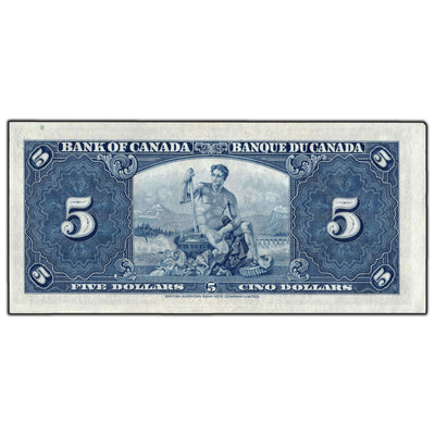 SOLD $5 1937 Bank of Canada Note Coyne-Towers C/S Prefix BC-23c - Ch UNC