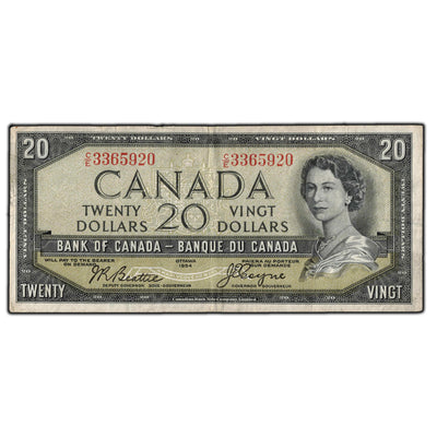 SOLD $20 1954 Bank of Canada Note Devil Face C/E Prefix BC-33b - F-12