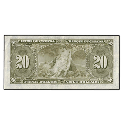 SOLD $20 1937 Bank of Canada Note Coyne-Towers H/E Changeover Prefix BC-25c - VF-30