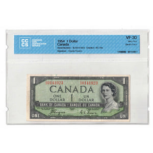 SOLD $1 1954 Bank of Canada Note Devil Face B/A Prefix BC-29a - CCCS VF-30