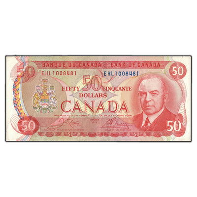 SOLD $50 1975 Bank of Canada Note Crow-Bouey EHL Prefix BC-51b - Circulated