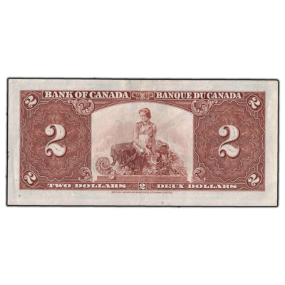 SOLD $2 1937 Bank of Canada Note Coyne-Towers J/R Prefix BC-22c - EF-40