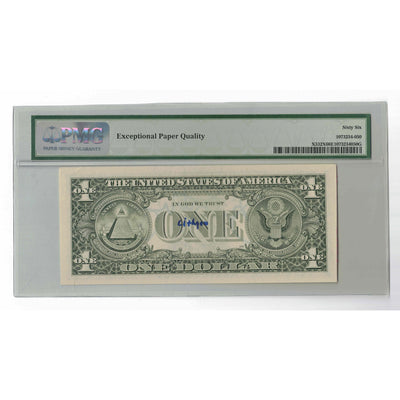 SOLD United States 1988 $1 United States Federal Reserve Note - PMG UNC-66 Signed by John Lithgow