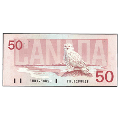 SOLD $50 1988 Bank of Canada Note Knight-Thiessen FHU Prefix BC-59c - Ch UNC