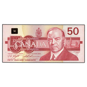 SOLD $50 1988 Bank of Canada Note Knight-Thiessen FHU Prefix BC-59d - Ch UNC