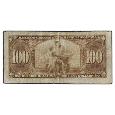 SOLD $100 1937 Bank of Canada Note Gordon-Towers B/J Prefix BC-27b - Circulated