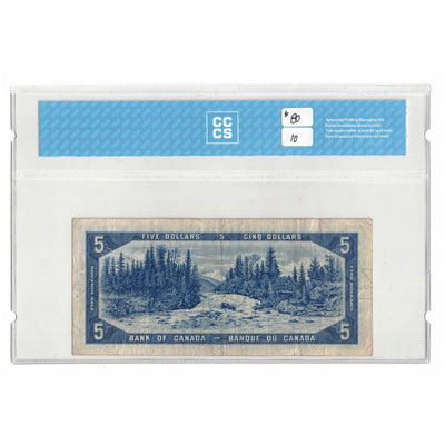 SOLD $5 1954 Bank of Canada Note Devil Face A/C Prefix BC-31a - CCCS VF-20