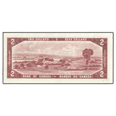 SOLD $2 1954 Bank of Canada Note Beattie-Rasminsky M/R Prefix BC-38b - AU-55