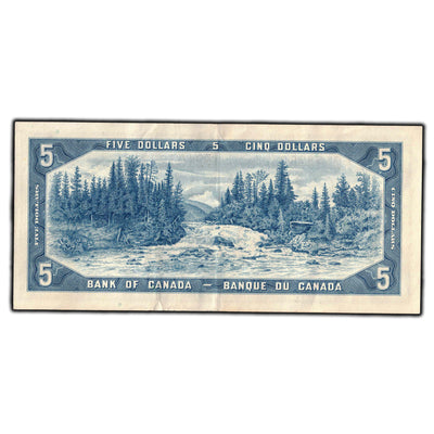 SOLD $5 1954 Bank Of Canada Note Beattie-Rasminsky E/S Prefix BC-39b - EF-40