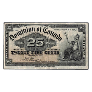 SOLD 25 Cents 1900 Dominion of Canada Shinplaster Note DC-15b - VF-20