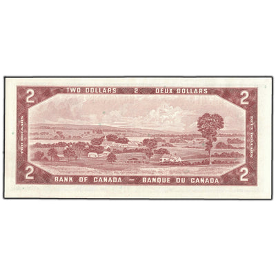 SOLD $2 1954 Bank of Canada Note Beattie-Rasminsky M/R Prefix BC-38b - AU-55