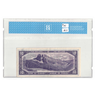 SOLD $10 1954 Bank of Canada Note Devil Face B/D Prefix BC-32a - CCCS EF-45
