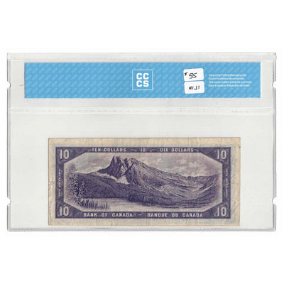 SOLD $10 1954 Bank of Canada Note Devil Face B/D Prefix BC-32a - CCCS VF-20