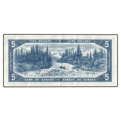 SOLD $5 1954 Bank of Canada Note Beattie-Rasminsky A/S Prefix BC-39b - EF-40