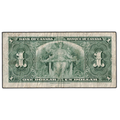 SOLD $1 1937 Bank of Canada Note Gordon-Towers B/M Prefix BC-21c - Minor Staining