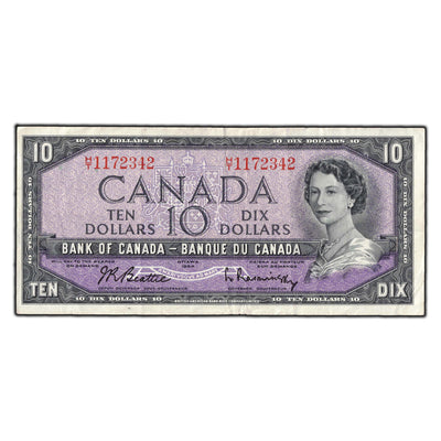 SOLD $10 1954 Bank of Canada Note Beattie-Rasminsky H/T Prefix BC-40b