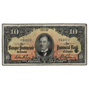SOLD $10 1936 Banque Provinciale Du Canada Chartered Note CH-615-18-06
